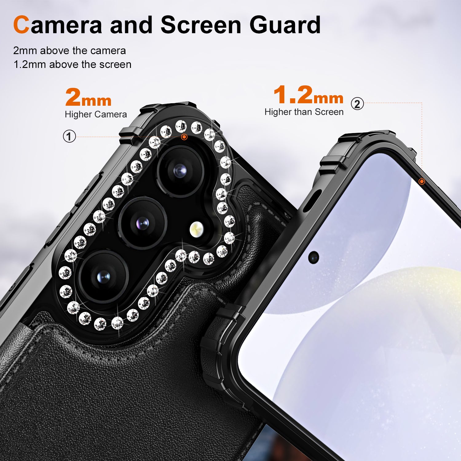 ZM15 For Samsung Galaxy S24 Case Rhinestone Decor Card Slots Phone Cover ZM15 For Samsung Galaxy S24 Case Rhinestone Decor Card Slots Phone Cover